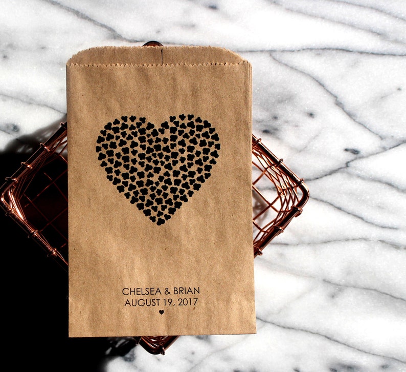 Popcorn Kernel Heart Wedding Popcorn Bags Engagement Etsy