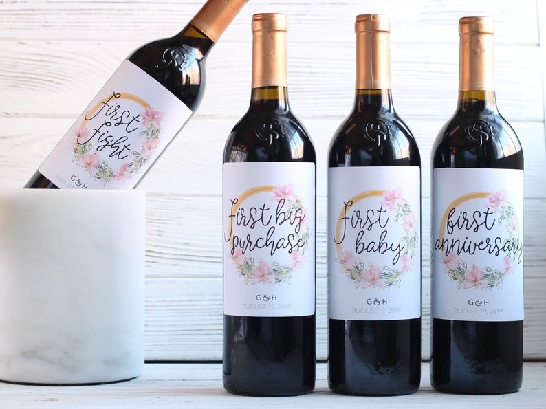 Wedding Marriage Milestones Wine Bottle Labels Wedding Etsy