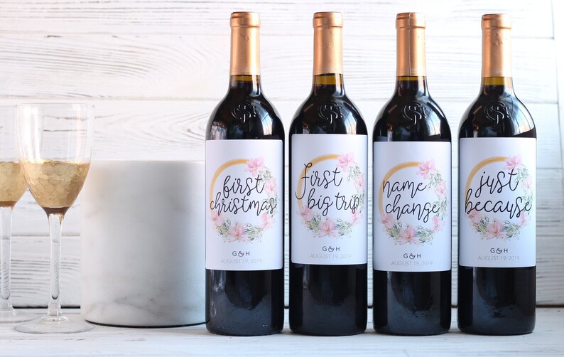 Wedding Marriage Milestones Wine Bottle Labels Wedding Etsy