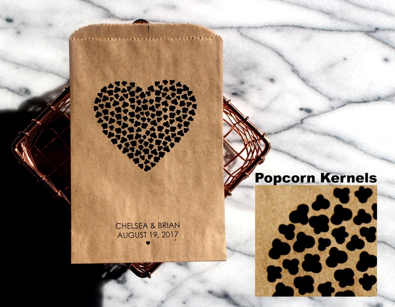 Popcorn Kernel Heart Wedding Popcorn Bags Engagement Etsy