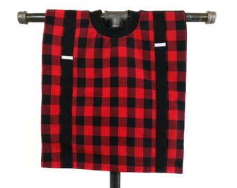 Buffalo Plaid Bib with Suspenders / Braces for Your Little Lumberjack's Mealtime Adventures