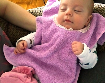 Lace-trimmed Towel Bib - dainty towel bib for infants - pretty alternative dribble bib