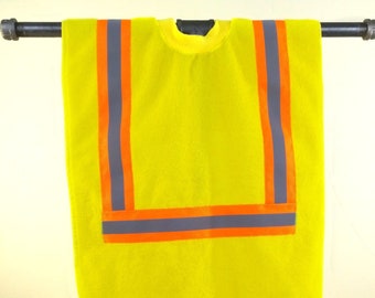 Baby Construction Vest Bib - Safety First absorbent bib for future construction workers - baby or toddler up to age 3 or 4.