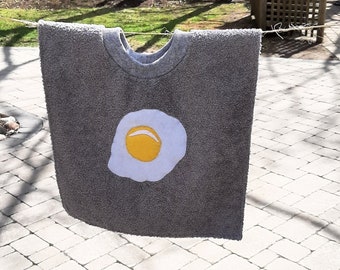 Fried Egg Bib - Eggcellent Full Coverage Towel Bib for Your Little Chef.  Machine Washable and Absorbent.  Handmade in Canada
