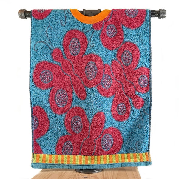Retro 60s/70s Groovy Terrycloth Towel Bib - cool coverall terry towel bib / apron in a flower power or bright butterfly pattern
