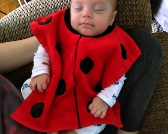 Ladybug Towel Bib -  perfect for ladybug / ladybird baby shower or birthday party.  Small size for infants or preemies; larger for toddlers.