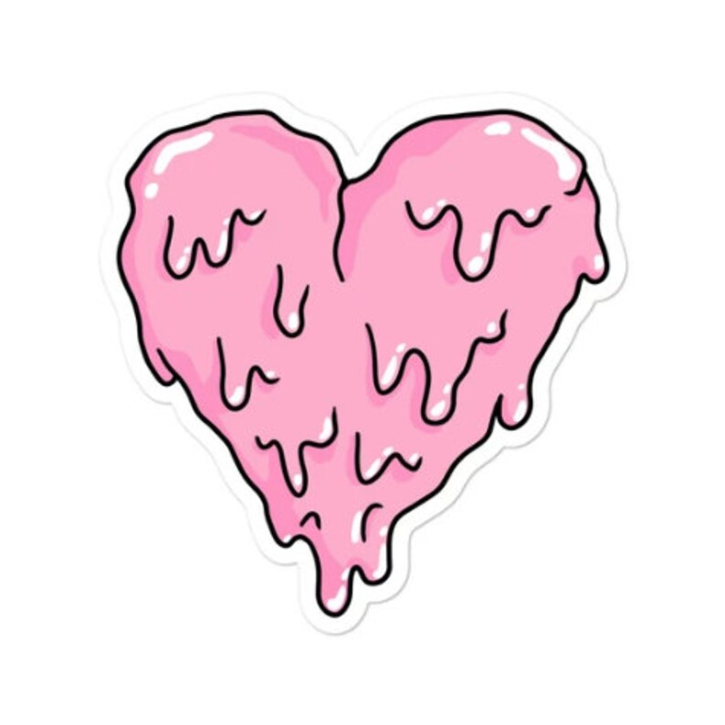 Pastel Goth Dripping Heart Vinyl Sticker Etsy