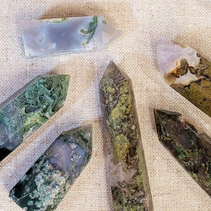 Moss Agate Druzy Crystal Towers