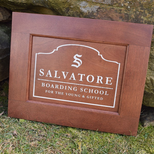Upcycled Door Home Decor Sign - Salvatore Boarding School TVD and Legacies