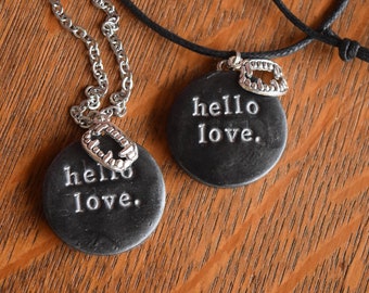 Hello Love and Fangs Necklace - Klaus Mikaelson Quote - The Originals