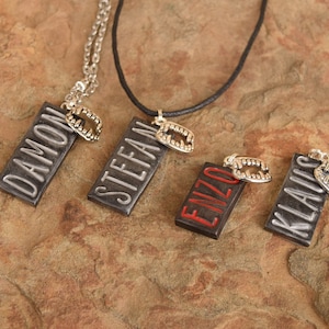 TVD Name and Fangs Necklace - Choose Your Favorite Vampire