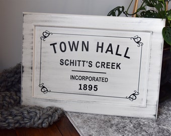Schitts Creek Upcycled Door Home Decor Sign - Town Hall