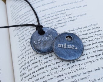 Polymer "true?" or "mine." Pendant Necklace