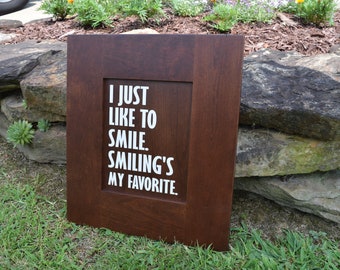 Buddy the Elf Upcycled Door Sign - I just like to smile. Smiling's my favorite.