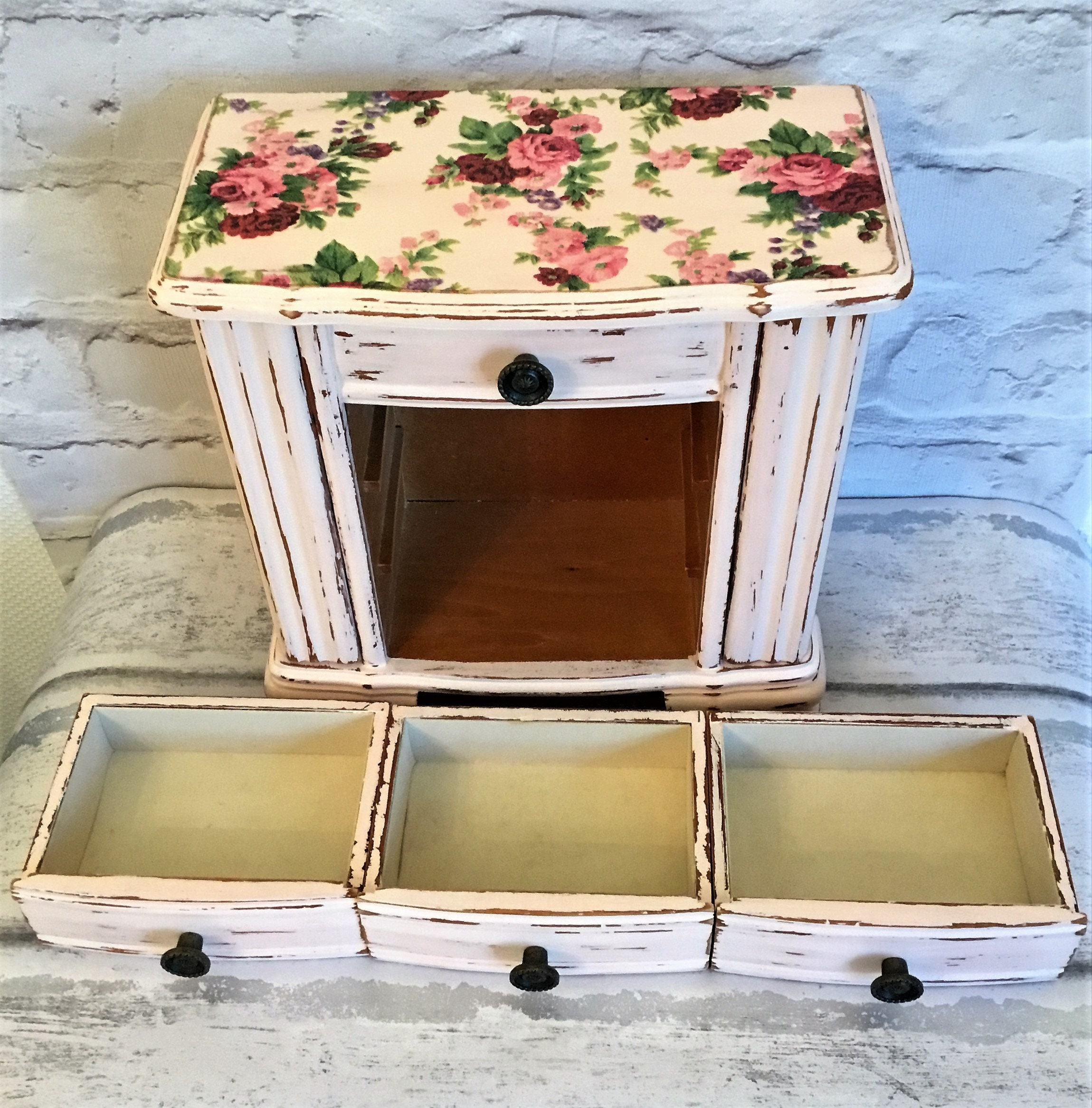 Shabby chic Cabinet, one of a kind, pink jewelry box, Pink storage Box 