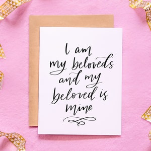 Je suis mon bien-aimé et mon bien-aimé est le mien Calligraphie moderne Illustration Card Taille A2