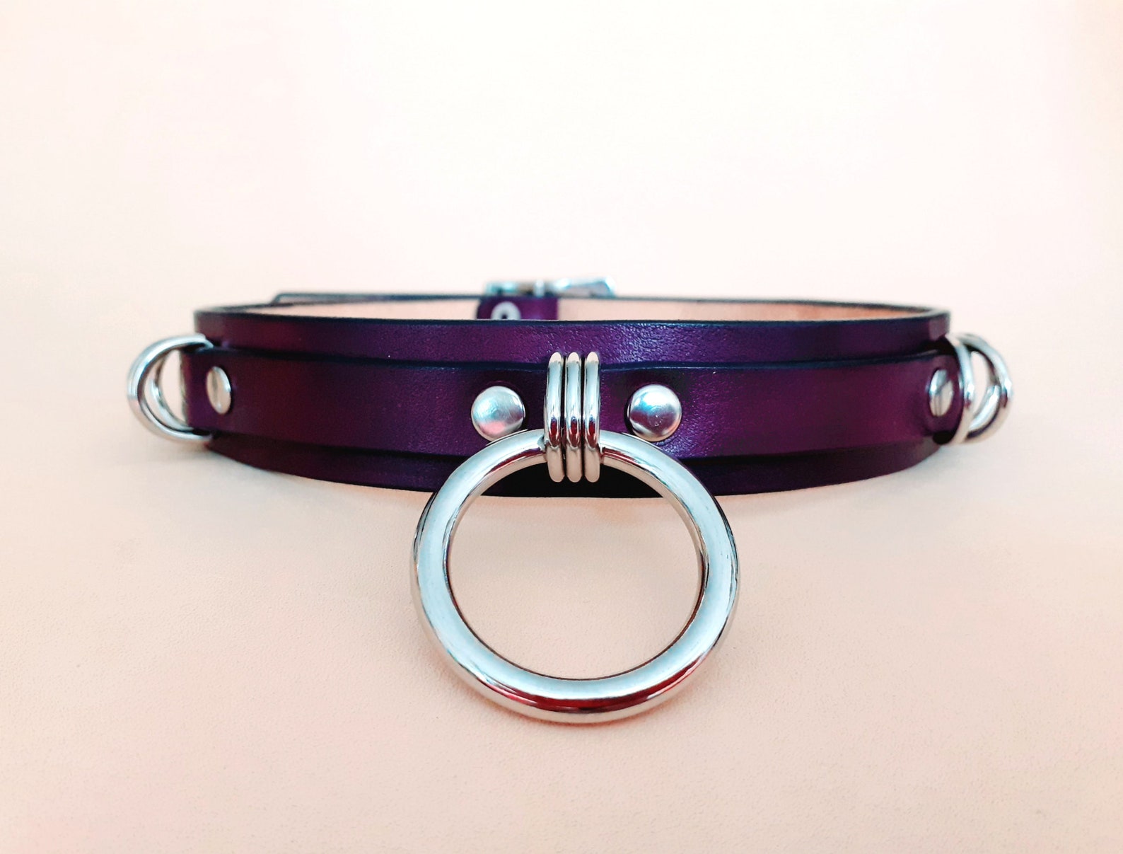 Purple Leather Bdsm Collar for Women. Discreet Sub Collar for Etsy