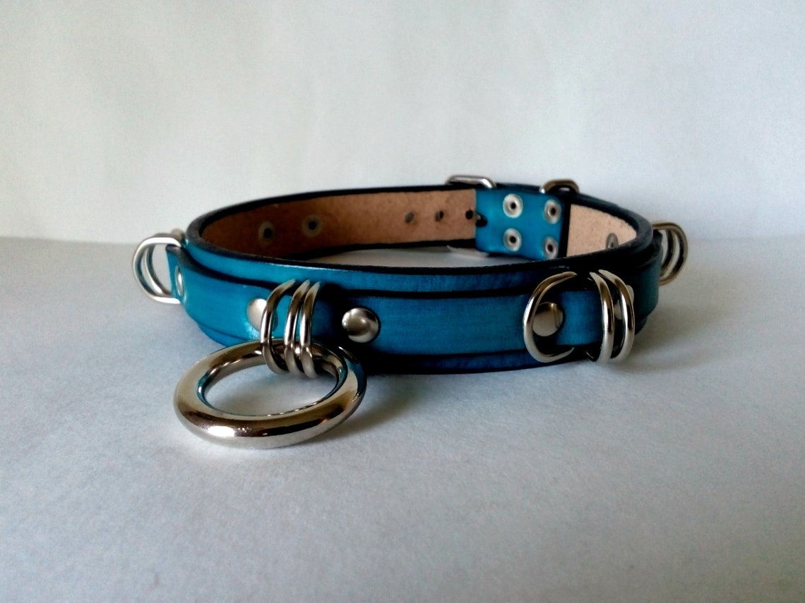 Purple leather bdsm collar for women. Discreet sub collar for Etsy