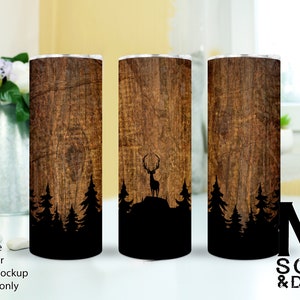 Deer Hunting Woodgrain Tumbler Wrap, Woodgrain Tumbler Wrap