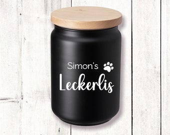 Aufkleber „Leckerlis“, personalisiert, Name, Katze Hund Vinylaufkleber Beschriftung Haustiere