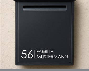 Briefkasten Vinyl Aufkleber | personalisiert Name Familie | Hausnummer Haustür