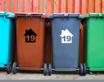 Hausnummer Vinylaufkleber personalisiert Mülltonne Briefkasten Beschriftung