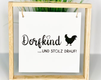 Holz Rahmen Dorfkind | Klötzchen Dekoration Aufsteller