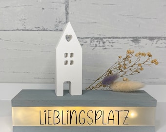 Lichtleiste Lichtbox Klötzchen (grau) Acryl | Lieblingsplatz | Holz Dekoration