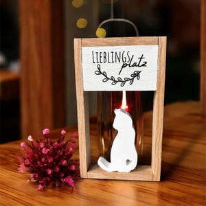 Holzrahmen Lieblingsplatz | Geschenkidee Katze Mensch | Deko Lieblingsmensch Haustier | Handmade