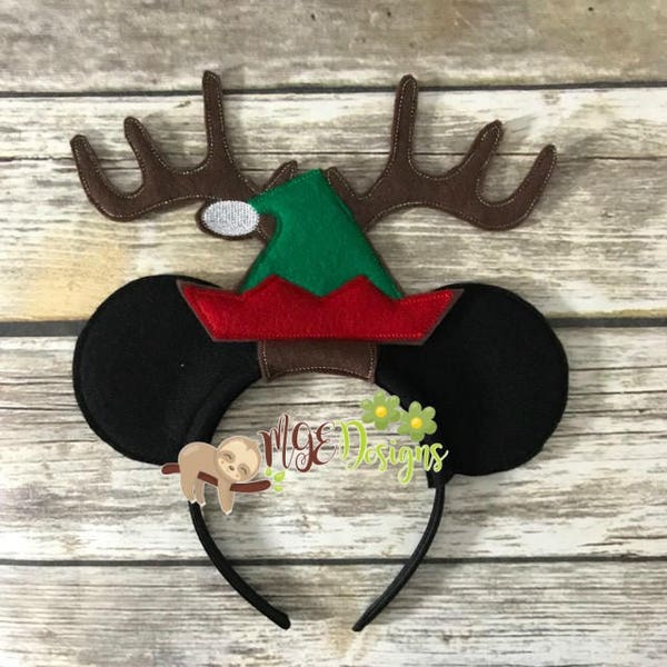 Elf Antlers Mouse Ear Headband Machine Embroidery Design 4x4 5x7 6x10 Digital Download for Christmas Dress up Pretend play Instant Download