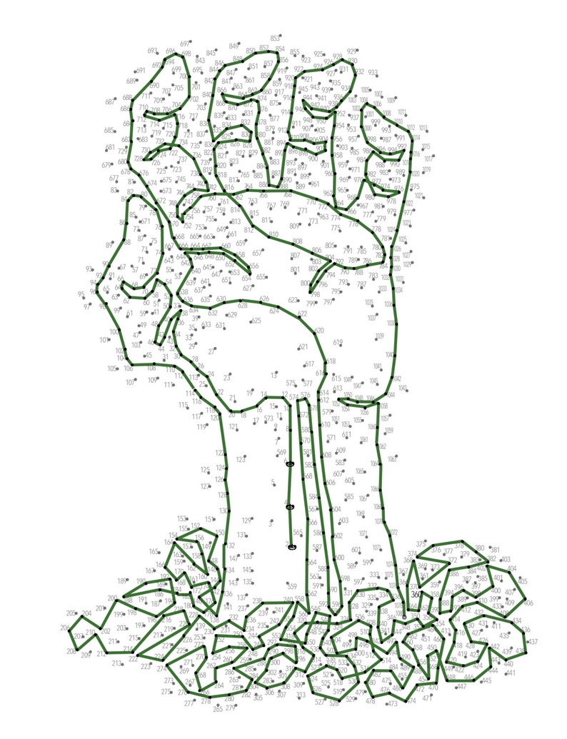 May include: A connect-the-dots activity featuring a green zombie hand reaching out of the ground. The numbers 1 to 463 are scattered around the image.