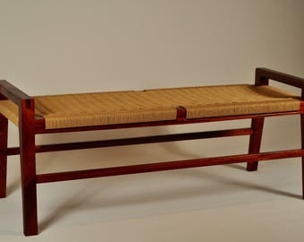 Danish cord- Scandinavian modern wood bench - Mid Century Modern