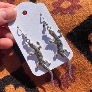 Gorgeous Large Silver Lizard Earrings