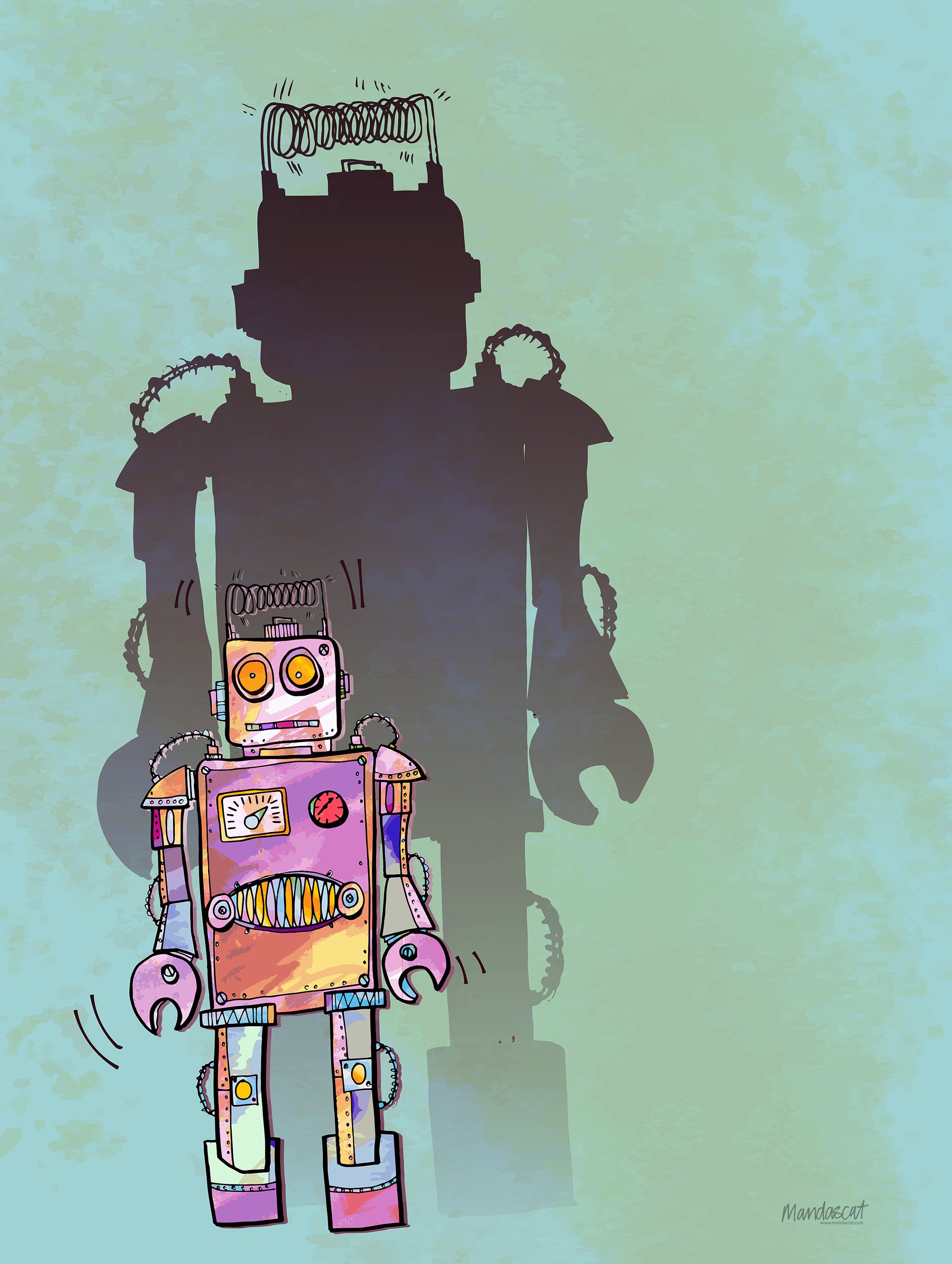 The Shadow Walker Or Scared Of His Own Shadow Etsy