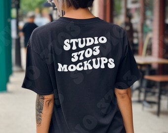 Bella Canvas 3001 Black Mockup, Black Shirt Mockup, 3001 Black Mockup, 3001 Back of Shirt Mockup, Bella Canvas Back Mockup, Model Mockup