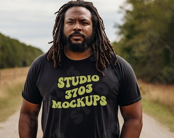 Black Model Mockup |  Black Bella Canvas 3001 Mockup | Black Male Model Mockup | African American Mockup  | Black Men Mockups