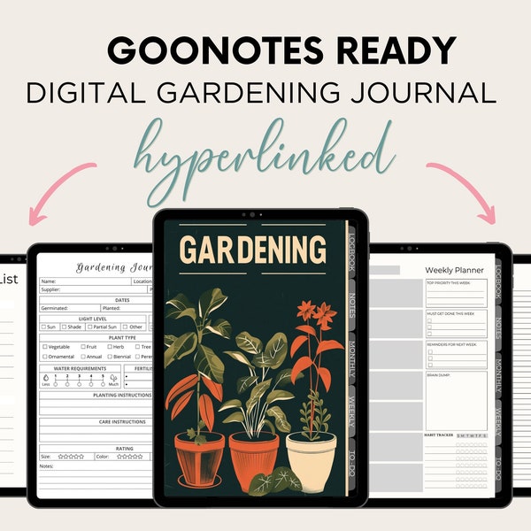 Gardening journal, GoodNotes ready, Plants logbook, Growers Journal, Houseplants notebook Gardening Planner, Plant lover book, Vegetable