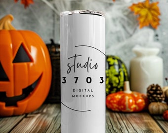 20oz Skinny Tumbler Mockup - Realistic Tumbler Mockup - Sublimation Tumbler Mockup - Halloween Mockup, Canva Mockup, PNG Tumbler, POD Mockup