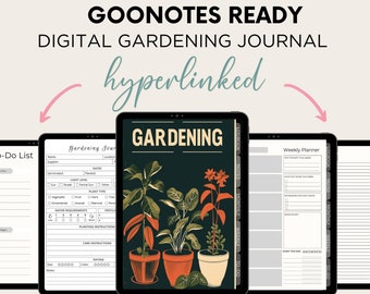 Diario de jardinería, GoodNotes listo, Libro de registro de plantas, Diario de productores, Cuaderno de plantas de interior Planificador de jardinería, Libro para amantes de las plantas, Vegetales
