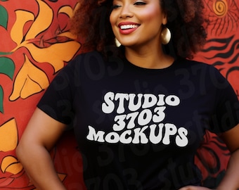Bella Canvas 3001 Mockup, 3001 Black Mockup, Black Tshirt Mockup, Boho Model Mockup, Oversized Shirt Mockup, Bella Canvas Black