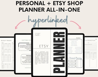 Etsy Digital Small Business Planner, Undated Trackers, Social Media, Finances, GoodNotes Digital Journal, Monthly, Weekly, Side Hustle, iPad