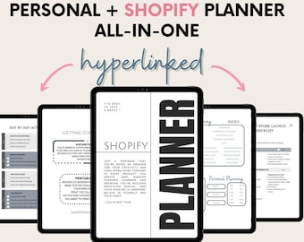 SHOPIFY Digital Small Business Planner, Undated Trackers, Social Media, Finances, GoodNotes Journal, Monthly, Weekly, Side Hustle, iPad