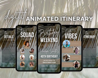 Boho Birthday Weekend, itinerary template,travel itineray, Birthday Weekend Invitation, Weekend Itinerary, Digital itinerary, Girls Trip