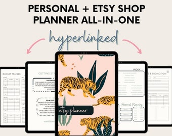 Etsy Digital Small Business Planner, Undated Trackers, Social Media, Finances, GoodNotes Digital Journal, Monthly, Weekly, Side Hustle, iPad