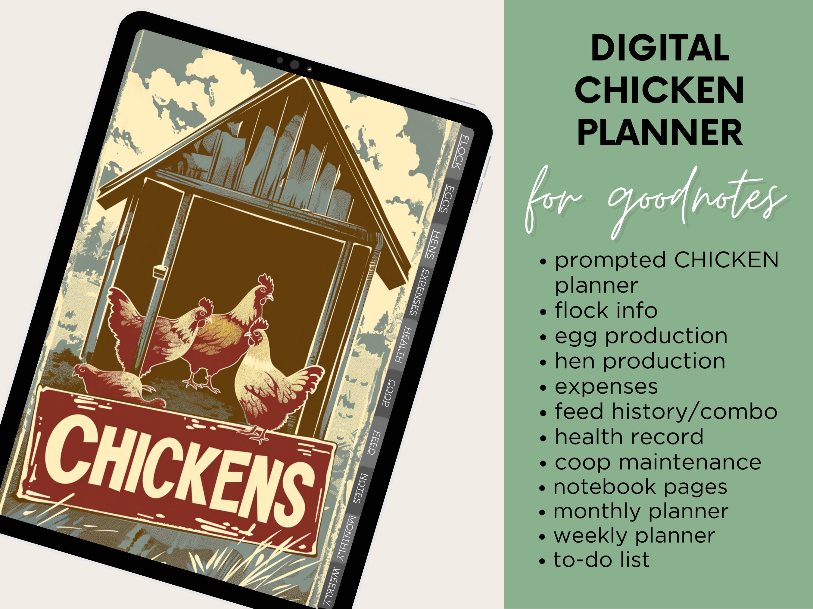 Chicken Planner, Goodnotes Ready, Chicken Keeping Logbook, Chicken ...