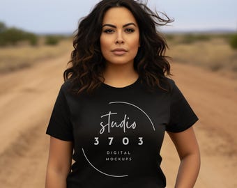 Latina Model Mockup, Black Bella Canvas 3001 Mockup, Latina Woman Mockup, Latina American, Aesthetic shirt Mockup, Trendy Shirt Mockup
