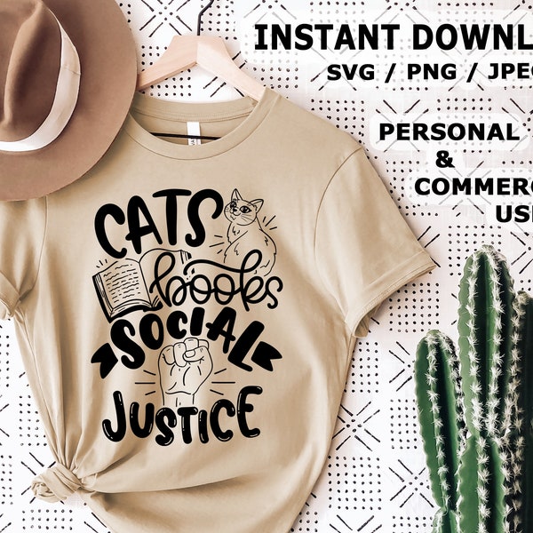 Cats Books Social Justice / SVG / PNG / Digital File / droits des femmes, cadeau de bricolage, , Égalité clipart, Glowforge, fichier coupé, sublimation