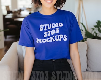 Royal Blue Bella & Canvas 3001 TShirt Mockup - Bella Canvas Shirt - T-shirt Mockup - Shirt Mockup - Oversized Shirt Mockup - Tee Mockup -