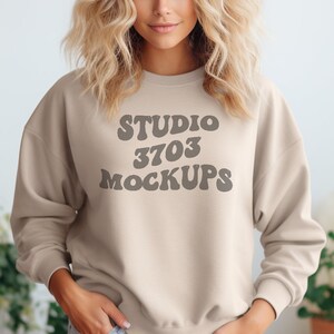 Gildan 18000 Mockup | Gildan Sand Sweatshirt Mockup | Sweatshirt Model Mockup | Gildan Sand | 18000 Sand | Simple Mockup