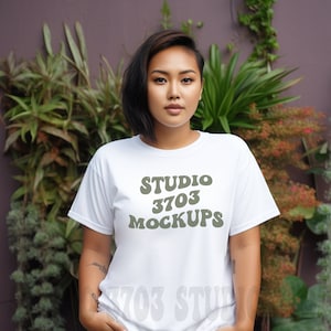 Asian Model Mockup, White Shirt Mock Up, Gildan T-shirt Mockup, Asian Woman Mockup, Asian Female Model Mock Up, Diverse Mockups
